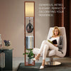 Modern Shelf Floor Standard Lamp Wooden Lounge Light 4 Tiered Shelving Storage