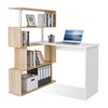 L Shaped Computer Desk Corner Desk 360 Degree Rotatable Shelves Natural wood