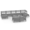 9 Piece Garden Set Grey Solid Pinewood A9T9