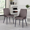 Pair of Faux Leather Velvet Dining Chiars Padded Seat Metal Legs Kitchen Chair