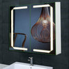 Bathroom Led Mirror Cabinet 2 Doors Toiletries Medicine Organizer Shaver Socket