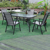 Outdoor Garden Dining Table Chairs Seat Patio Furniture Set with Parasol Hole UK