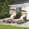 Patio Chaise Lounge Chair Metal Reclining Lounger Outdoor Recliner with Wheels