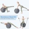 Exercise Yoga Ball 65cm Yoga Sitting Ball Felt Cover Resistance Bands W/ Pump