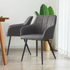 Set of 2 Grey/Brown/Beige Dining Chairs Fuax Leather Padded Seat Metal Legs PU