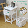 2 x Wood Bedside Tables Night Stand Cabinet Storage Drawer Wicker Baskets UK