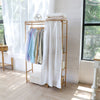 Large Bamboo Clothes Rail with 4 Standing Bookcase Shelves for Dress Plant Shoes