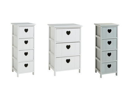 Wooden Drawer Chest Storage Unit Bedroom Organiser Bedside Love Hearts