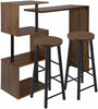 Pub Table with 2 Barstools Coffee Table 134cm and Bar Stools, Metal + Wood