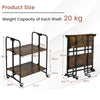 2-Tier Folding Rolling Cart Industrial Kitchen Serving Island on Wheels Foldable