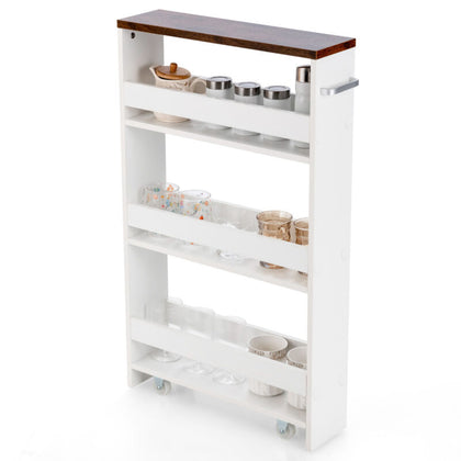 3-tier Slim Kitchen Storage Trolley Rolling Utility Cart Organizer Mobile Shelf