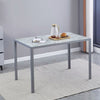 Grey Marble Tempered Glass Dining Table & 4x Grey Faux Leather Dining Chairs Set