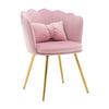 Velvet Upholstered Accent Chair Wing Back Armchair with Pilow & Metal Legs Pink