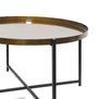 Cassia Round Metal Foldable Tray Top Coffee Table,Antique Brass/Black-CFT51BS/BK