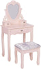 Kids Wooden Fantasy Dressing Table Vanity Set W/3 Drawers&Stool&