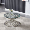 Living Room Coffee Table 80cm Round Tempered Glass Top & Stainless Steel Leg