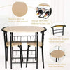 Small Table and 2 Chairs 3PCS Bar Kitchen Dining Breakfast Furniture Set W/Shelf