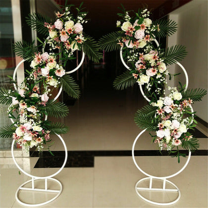 Set 2 Road Lead Wedding Arch Backdrop Stand Wreath Hoop Flower Decor Lawn Door