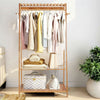 Minimalist Bamboo Clothes Rail Hanging Garment Rack Shoe Storage for Dress Pants