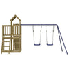 Playhouse with Climbing Wall Swings Impregnated Wood Pine W0A2
