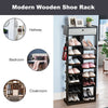 13-Tier Shoe Rack Freestanding Wooden Shoes Storage Shelf Stand w/Fabric Drawer