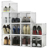 12PC Clear Plastic Shoe Storage Boxes DIY Drawer Stackable Foldable Organizer