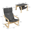 Wooden Lounge Chair Leisure Armchair with Storage Footstool & Removable Cushion