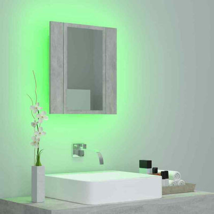 Vanity Cloakroom RGB LED Bathroom Mirror Cabinet Concrete Grey Unit 40x12x45cm