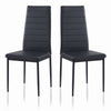 2x Black Faux Leather Dining Chairs&Round Tempered Glass Black Legs Dining Table
