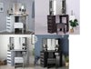 Corner Dressing Table 3 Mirror 5 Drawers Desk Set & Small Stool Black White Grey