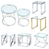 Tempered Glass Tea Coffee Table Side Small End Stand Teapoy Desk Metal Pedestal