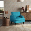 Fabric Upholstered Armchair Accent Chair Living Room Fireside Armchair w/ Wheels