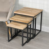 3 Pcs Rustic Urban Square Metal Solid Teak Nesting Coffee Bedside Table Set