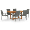 7 Piece Garden Dining Set Poly Rattan Grey X3Z2