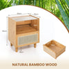 2PCS Bamboo Rattan Nightstand Boho Bedside Table with Drawer Bedroom End Table