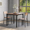 Dining Table and 2 Chairs Wooden Steel Frame Industrial Kitchen Furniture Set BT