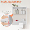Bathroom Cabinet Mirror LED Storage 1 Door 2 Shelf Towel Hanger Wall-mounted