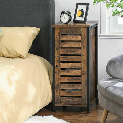Industrial Bedside Table Metal Frame Side End Table Nightstand Storage Shelf