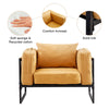 New Faux Leather Sofa Arm Chairs 1 Seat Metal Legs Padded Cushion Living Room