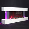 Modern Wall Mounted Electric Fire Flames LED 52" White Fireplace Suite Surround