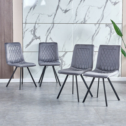 Set of 4 Velvet Dining Chairs Lounge Metal Leg Padded Dining Room Kitchen Office