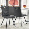 2Pcs Dining Chairs Retro Faux Leather Grey V Stripe Seat Metal Leg High Back