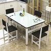 Glass Dining Table and 4 Chairs Set Steel Frame Dining Room Kitchen Furniture