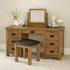 Rustic Oak Double Pedestal Dressing Table Mirror and Stool Set- RS20-RS29-RS34