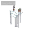 Nest of 3 Clear Tempered Glass Tables Side End Sofa Lamp Corner Table Metal Legs