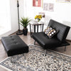 2-Piece Sectional Modern Sofa Set Leather Chaise Lounge W/ Ottoman Foot Stool