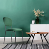 4PCS Velvet Dining Chairs Green Stackable Fabric Chairs Metal Leg Home Office