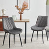Set of 2 Grey Dining Chairs Diamond Velvet Padded Seat Back Dining Room Chair