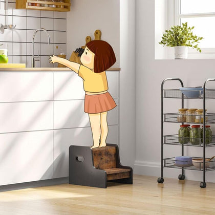 Wooden Toddler Step Stool for Kids Bathroom Potty Stool & Kitchen Stool