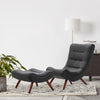 Single Black Velvet High Back Accent Chair w/ Footstool for Living Room Bedroom